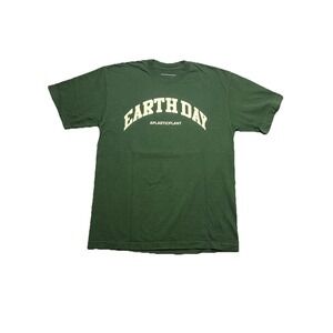 APLASTICPLANT Earth Day T Shirt Size Medium Double Sided Green